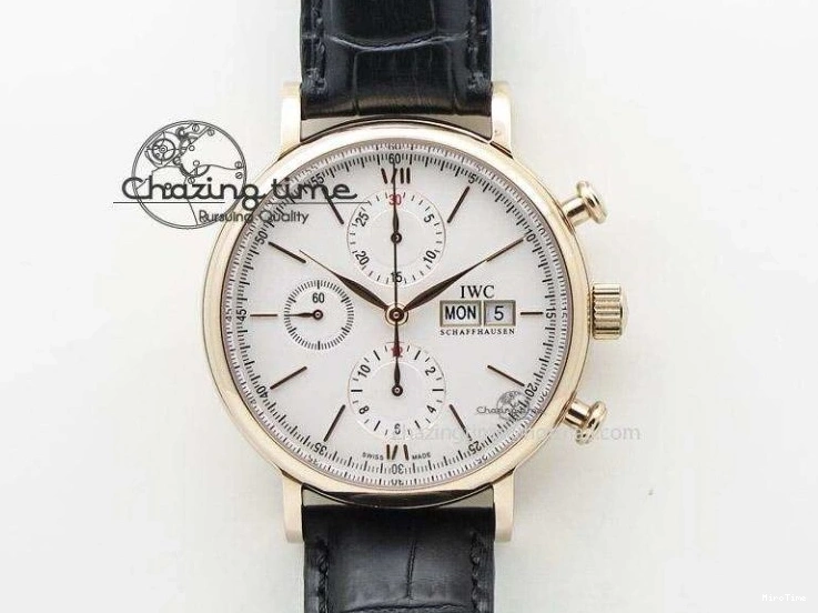 MIROTIME 0101 Portugieser Chrono  42 IW390406 RG ZF 1:1 Best Edition Blue Dial on Brown Leather Strap A Durable 7129